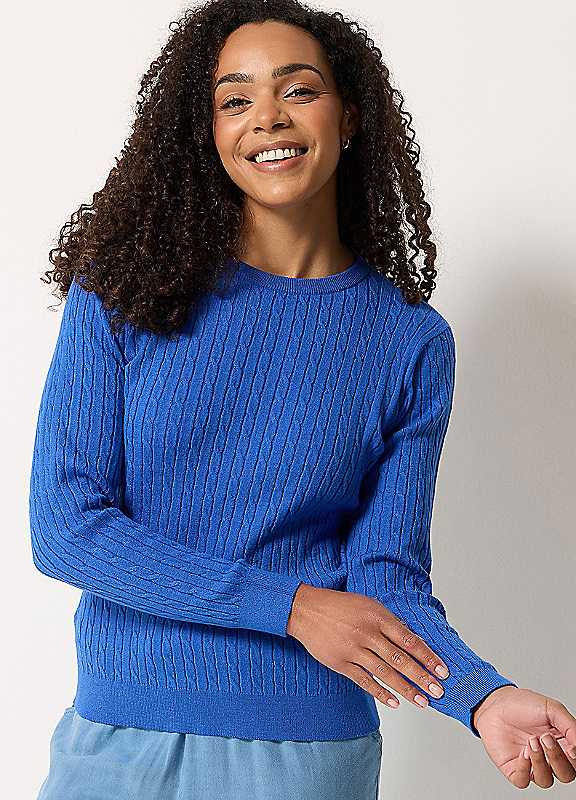 M&Co Women's Cobalt Mini Cable Knitted Jumper In | : 10/12 - Image 6