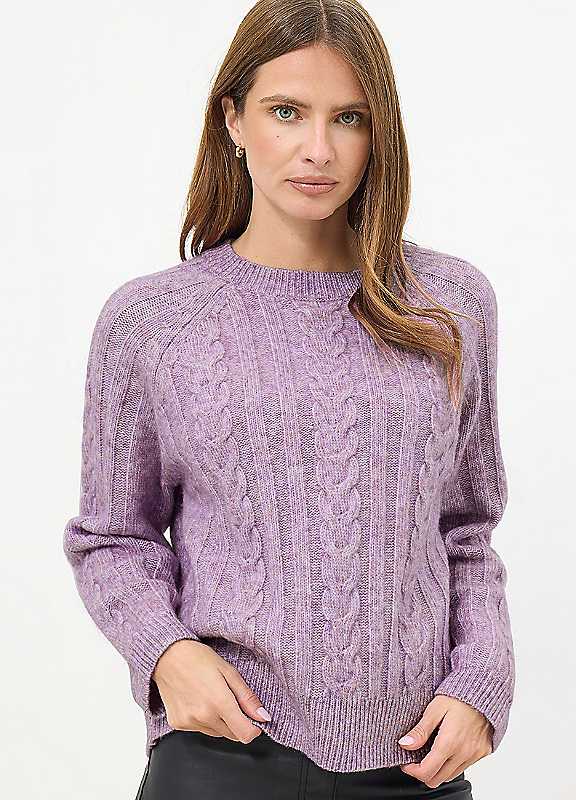 M&Co Women's Cable Knitted Jumper in Lilac | Size: 14-16 - Image 7