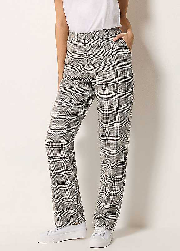 M&Co Brown Mco Check Tailored Straight Leg Trousers