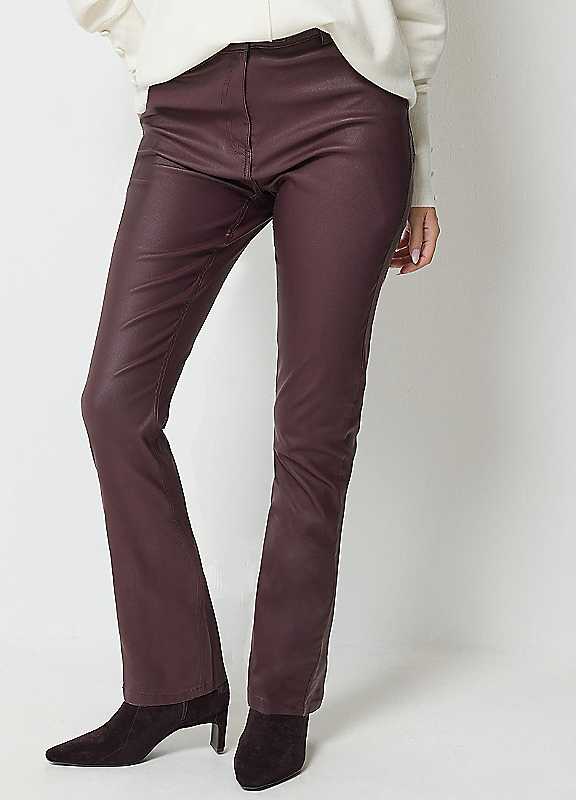 M&Co Women's Coated Bootcut Jeans in Mauve | Size: 20L - Image 4