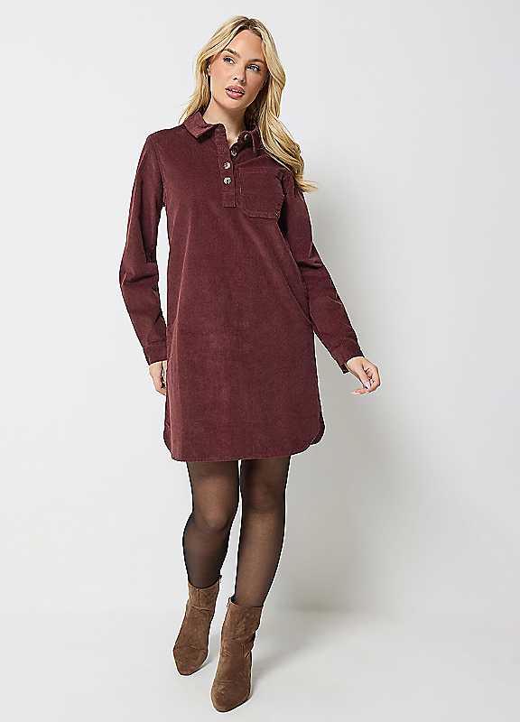 M&Co Brown Mco Cord Pocket Dress