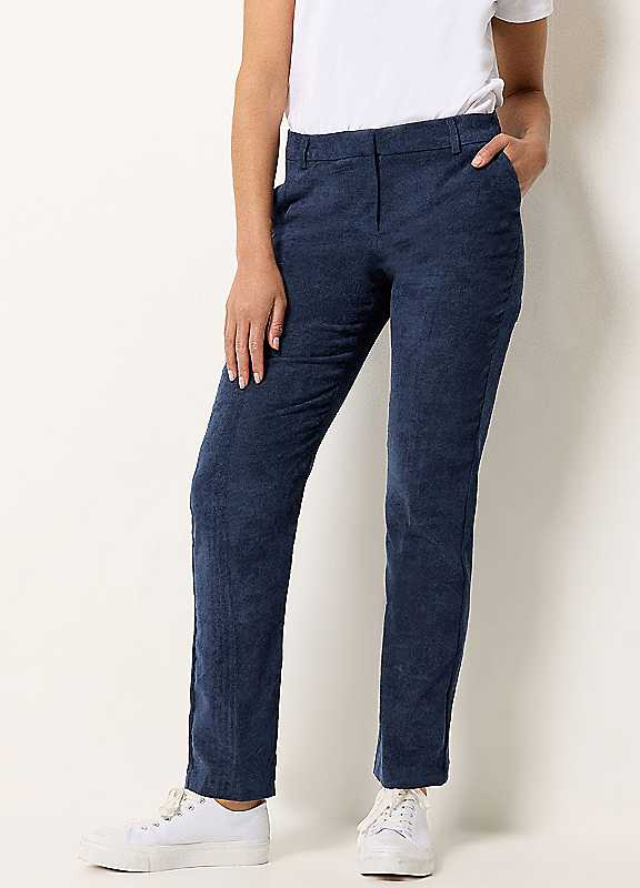 M&Co Blue Mco Cord Tailored Straight Leg Trousers