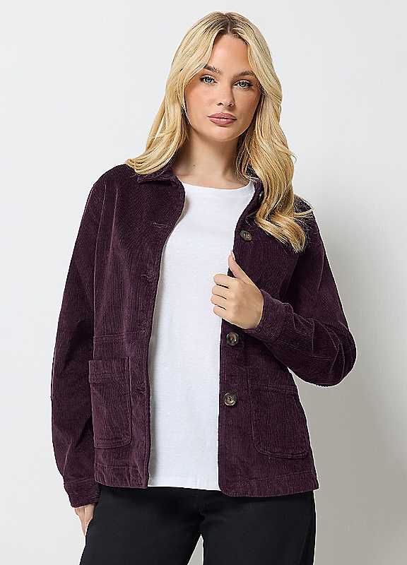 M&Co Women's Purple Button Corduroy Blazer In Size 10 - Image 4