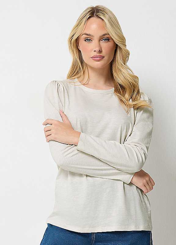 M&Co White Mco Cotton Puff Sleeve Blouse