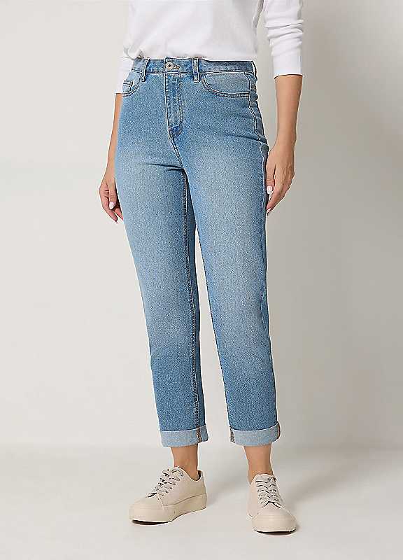 M&Co Women's Light Blue Cropped Boyfriend Jeans In | Size: 16 - Image 5