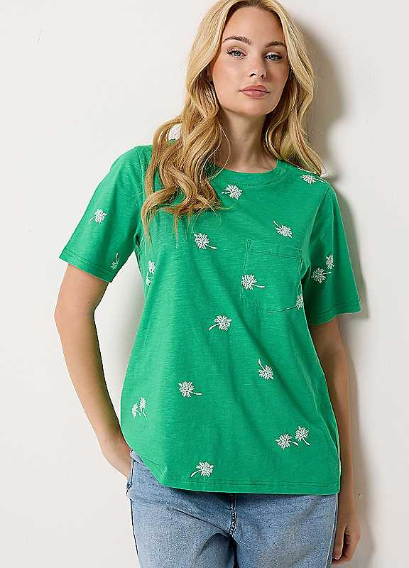 M&Co Women's Green Cotton T-Shirt In | Size: 12 - Image 6