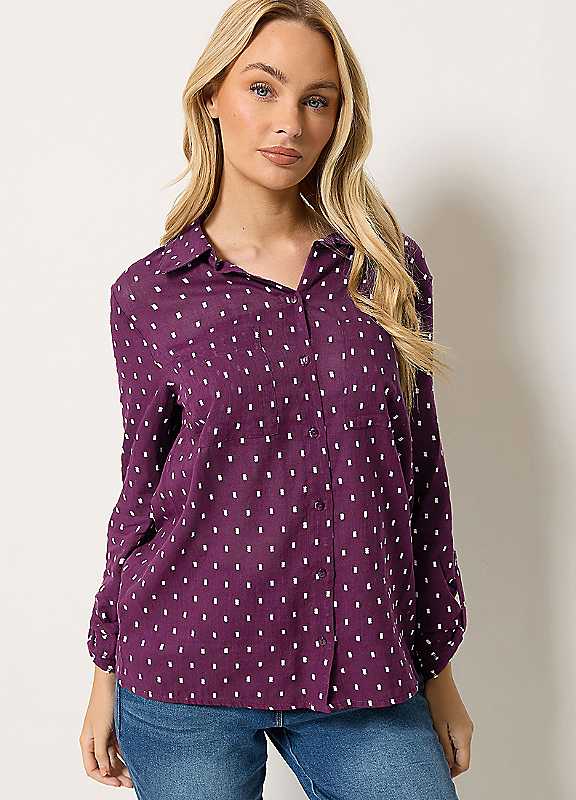 M&Co Purple Mco Dobby Shirt