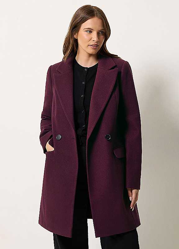 M&Co Women's Purple Double Breasted Tailored Coat In | : Size 10 - Image 5