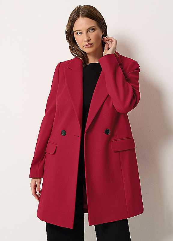 M&Co Women's Red Double Breasted Tailo Coat In | Size: 12 - Image 3