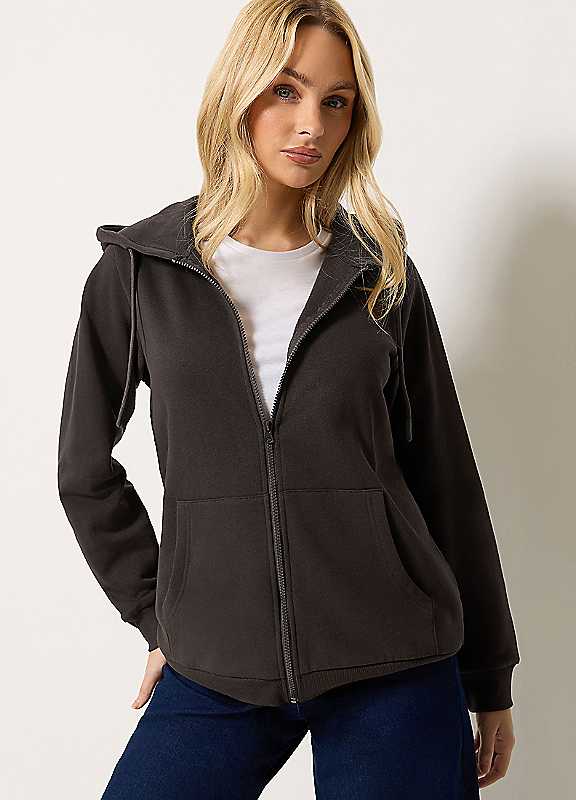 M&Co Women's Chocolate Essential Zip Through Hoodie In Size 20 - Image 4