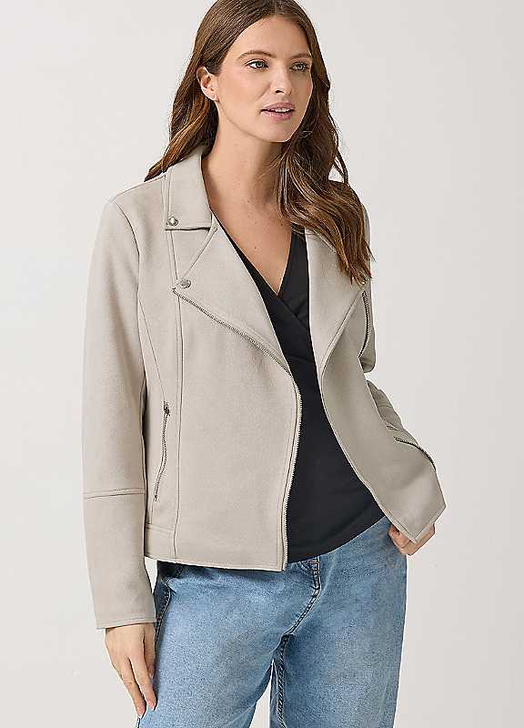 M&Co Nude Mco Faux Suede Biker Jacket