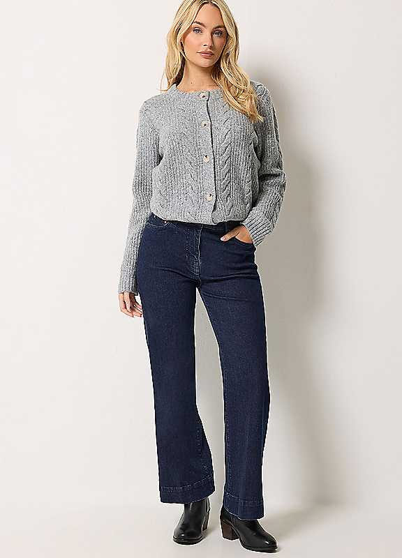 M&Co Women's Flare Denim Jeans in Dark Indigo | Size: 12L - Image 2