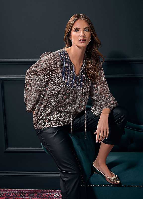 M&Co Women's Long Sleeve Blouse in Black | Size: 18 - Image 6