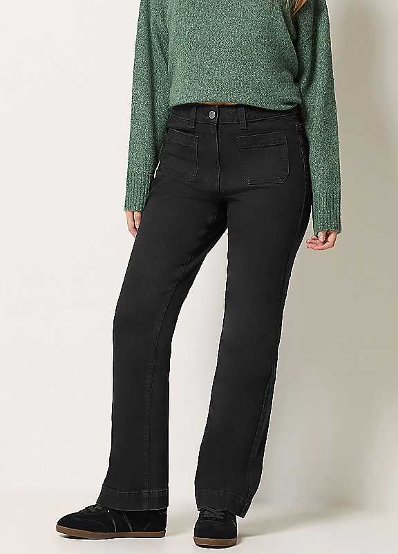 M&Co Women's Black Front Pocket Flare Jeans In Large - Image 7