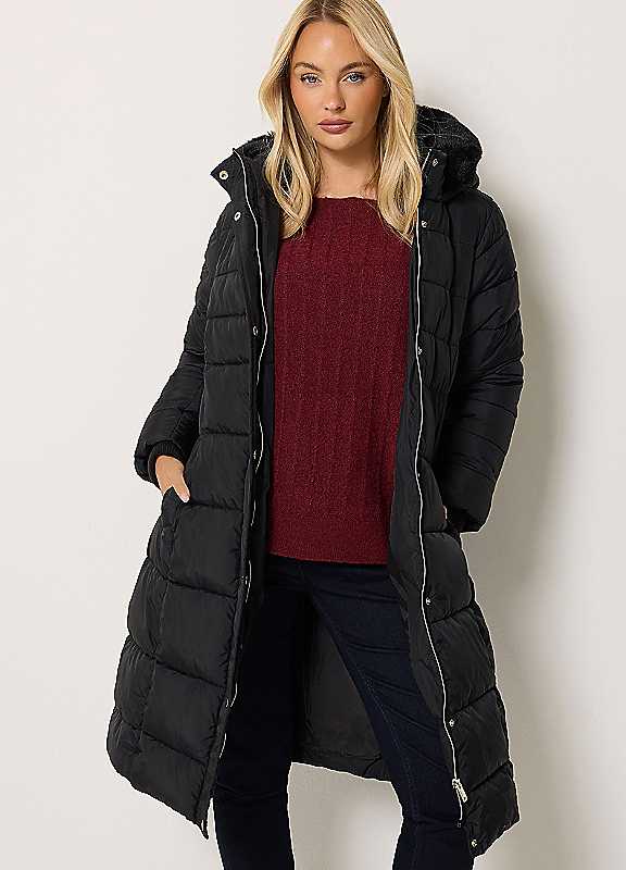 M&Co Women's Belted Padded Coat in Black | Size: 18 - Image 3