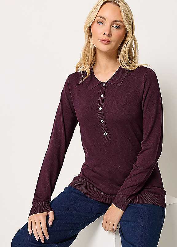 M&Co Women's Purple Half Placket Jumper In | : 10/12 - Image 3