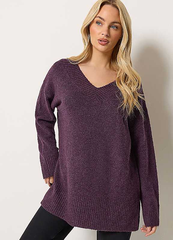 M&Co Women's Knitted Tunic Jumper in Purple | Size: 18-20 - Image 2