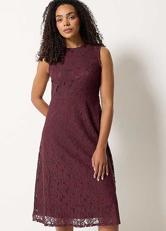 M&Co Red Mco Lace A-Line Dress