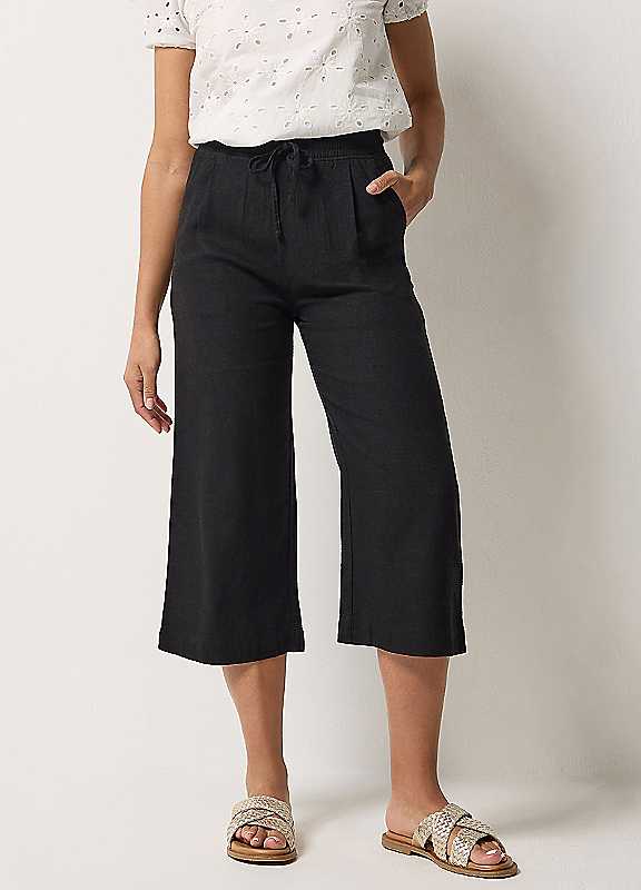 M&Co Women's Black Linen Culottes In | Size: 16 - Image 2