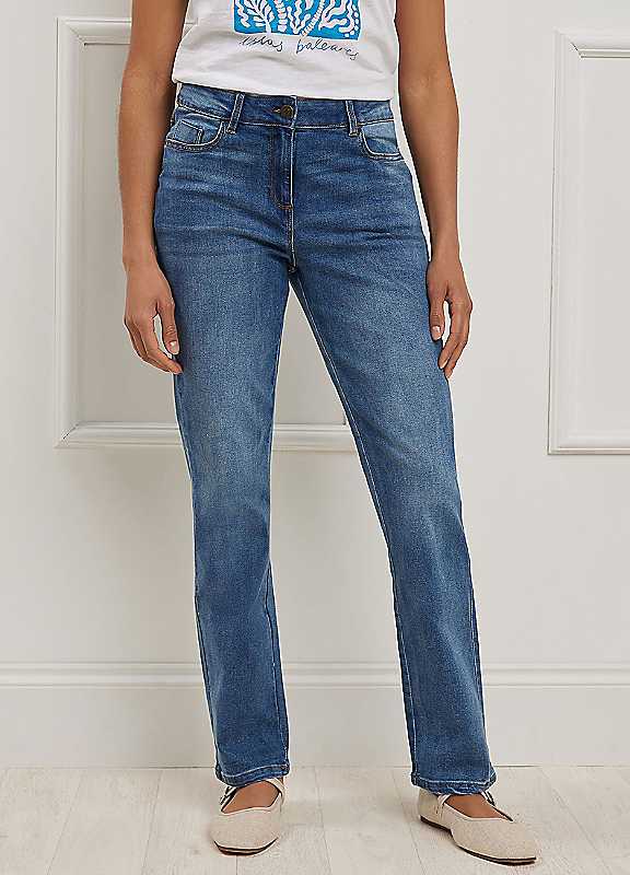 M&Co Women's Straight Leg Jeans in Mid Blue | Size: 28S - Image 3
