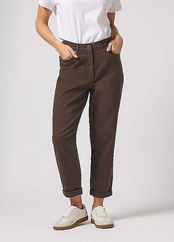 M&Co Women's Chocolate Turn Up Mom Jeans In | Size: 20L - Image 7