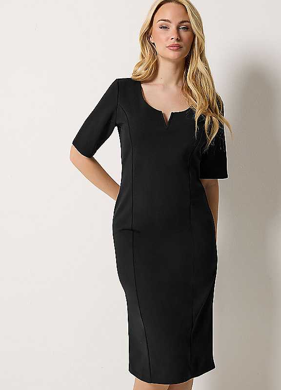 M&Co Women's Black Notch Neck Midi Dress In | : Size 20 - Image 2