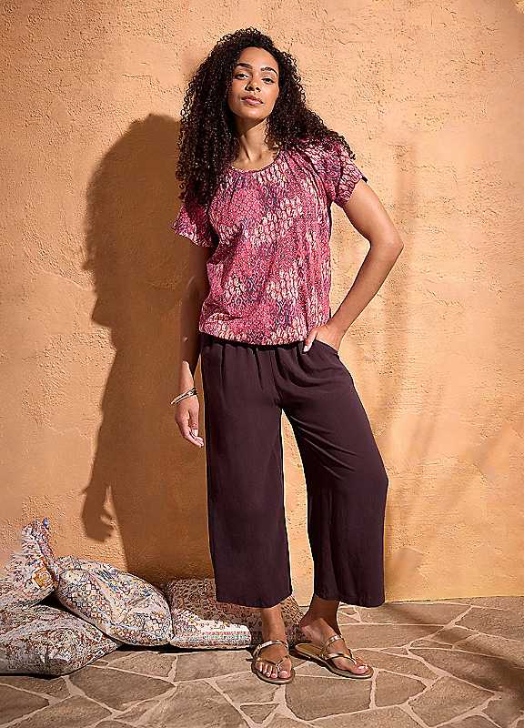 M&Co Purple Mco Patchwork Print Top