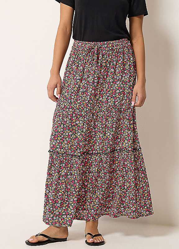 M&Co Women's Pink Mco Petite Ditsy Floral Maxi Skirt