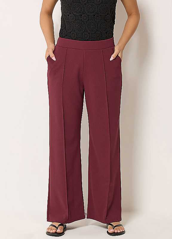 M&Co Women's Red Mco Petite Pintuck Trousers