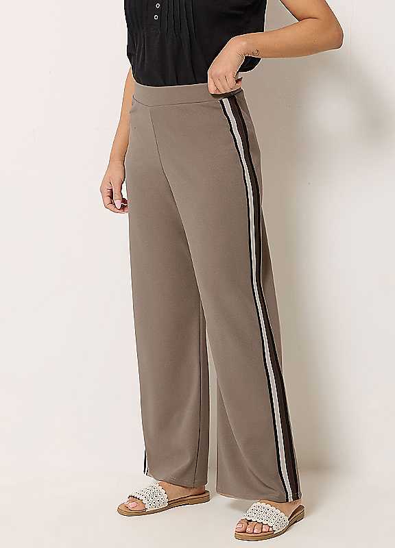 M&Co Women's Light Brown Petite Side Stripe Trousers In Size 18 - Image 4