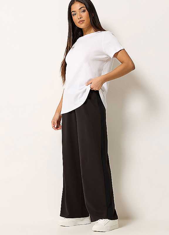 M&Co Women's Chocolate Side Stripe Wide Leg Trousers In Size 18 - Image 5