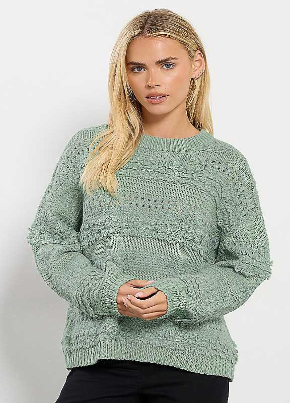 M&Co Women's Green Petite Boucle Knit Jumper In | Size: 16-18 - Image 2