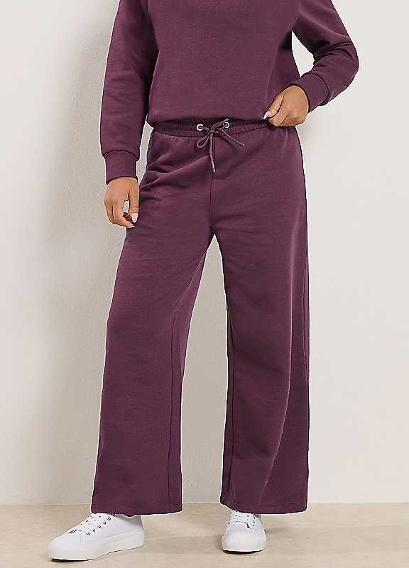 M&Co Women's Purple Petite Wide Leg Joggers In | Size: 12 - Image 6