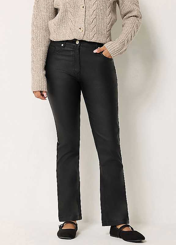 M&Co Women's Black Petite Coated Bootcut Jeans In | : Size 12 - Image 5