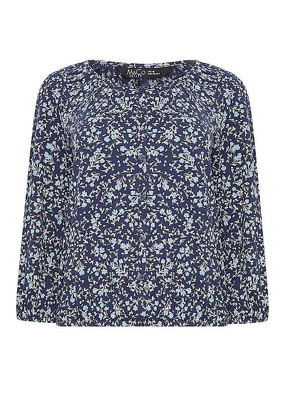 M&Co Women's Blue Petite Button Through Cotton Blouse In | Size: 16 - Image 6