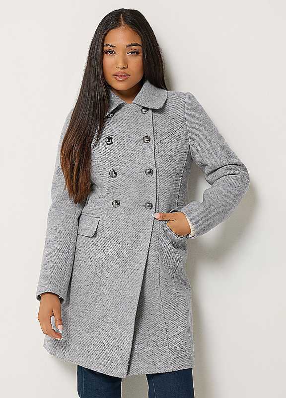 M&Co Petites Women's Grey Mco Petites Military Midi Coat