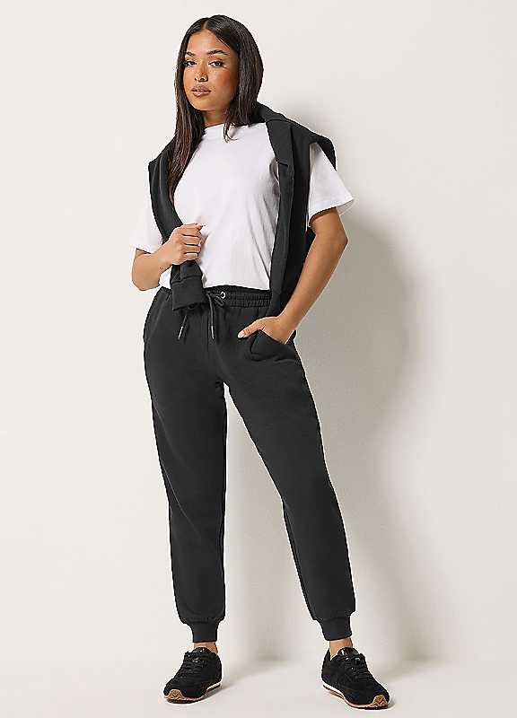 M&Co Women's Petite 2 Pack Cuffed Leg Joggers Pants in Black | Size: 14 - Image 3