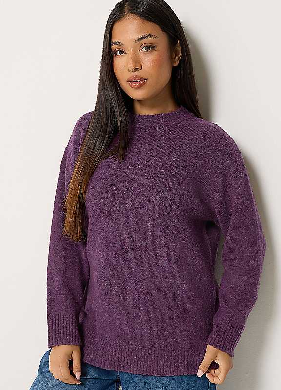 M&Co Women's Purple Petite Crew Neck Jumper In | Size: 8-10 - Image 3