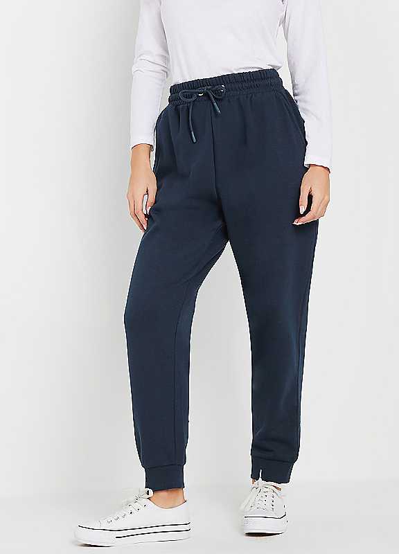 M&Co Women's Petite Cuffed Joggers Pants in Dark Navy | Size: 14 - Image 3