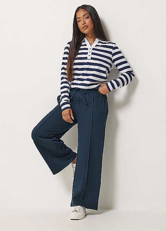 M&Co Petites Blue Mco Petites Pintuck Wide Leg Joggers