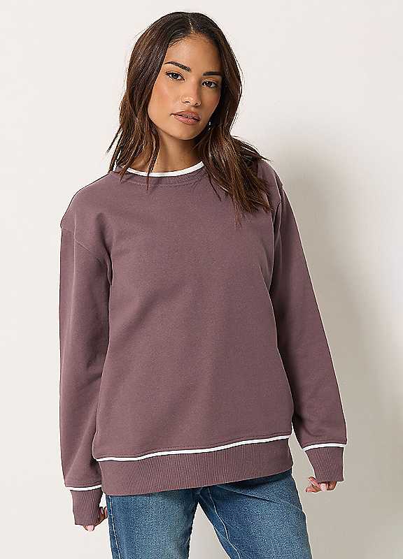 M&Co Petites Purple Mco Petites Piping Detail Sweatshirt