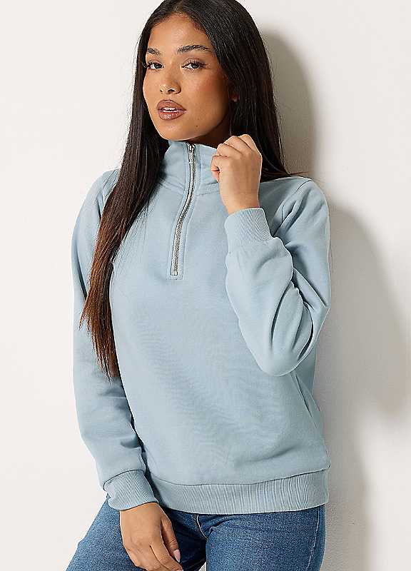 M&Co Women's Light Blue Petite Quarter Zip Sweatshirt In Size 18 - Image 2