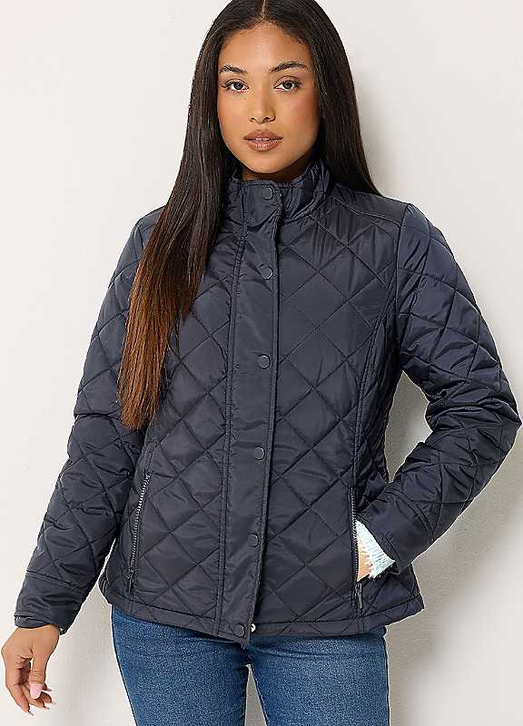 M&Co Women's Dark Navy Petite Quilted Jacket In | Size: 18 - Image 5