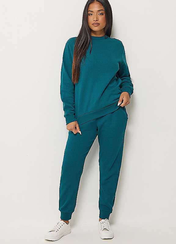 M&Co Women's Teal Petite Jumper & Cuffed Joggers Set In | : Size 16 - Image 4