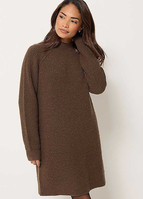 M&Co Petites Women's Brown Mco Petites Turtle Neck Tunic Jumper
