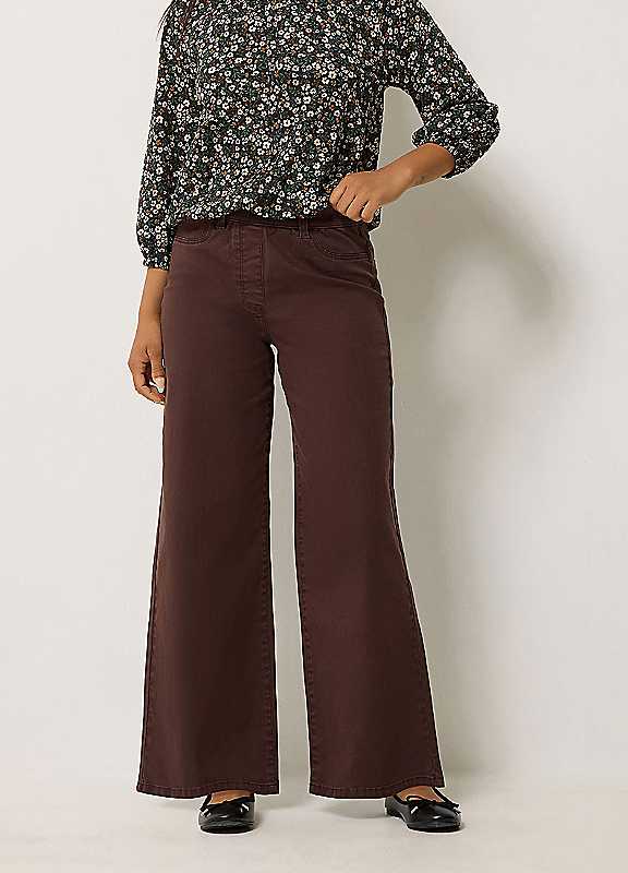 M&Co Petites Brown Mco Petites Wide Leg Jeggings - Image 3