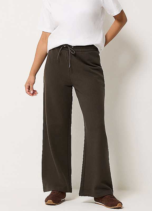 M&Co Petites Women's Brown Mco Petites Wide Leg Joggers