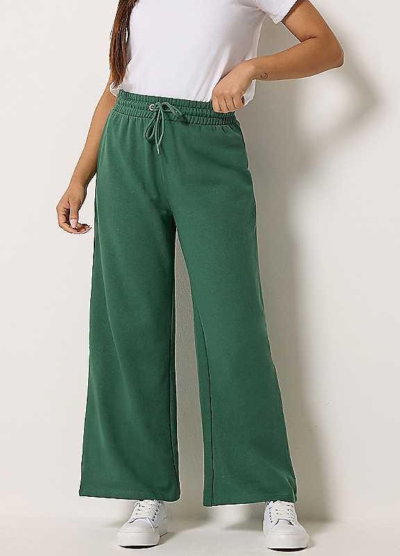M&Co Women's Dark Green Petite Wide Leg Joggers In | Size: 18 - Image 3