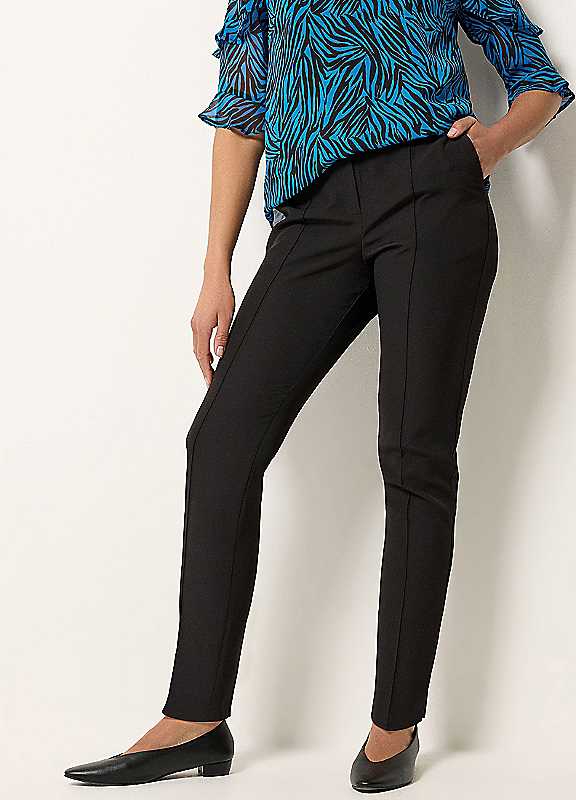 M&Co Women's Pintuck Tailored Trousers in Black | Size: 22 - Image 3