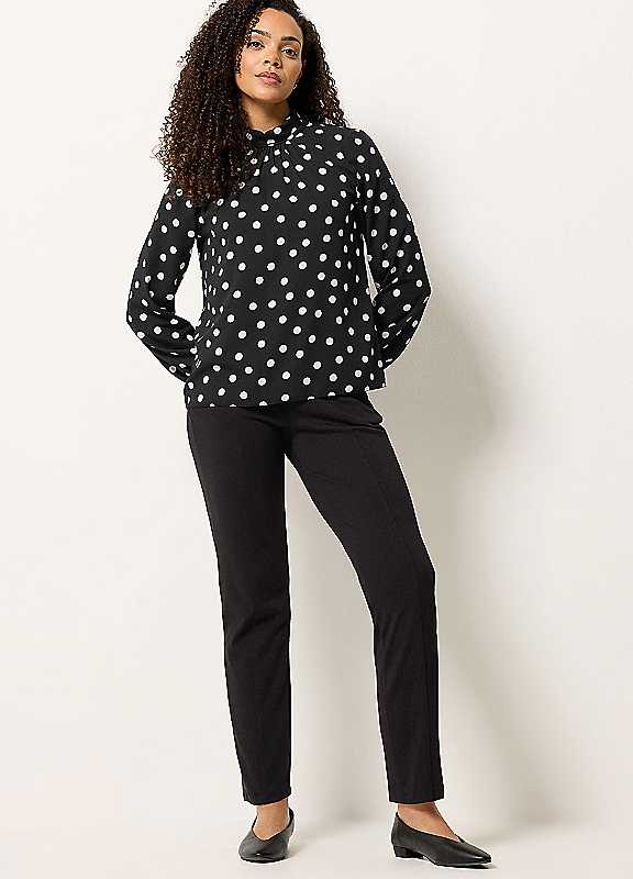 M&Co Women's Black Polka Dot Tie Back Blouse In | : Size 10 - Image 2